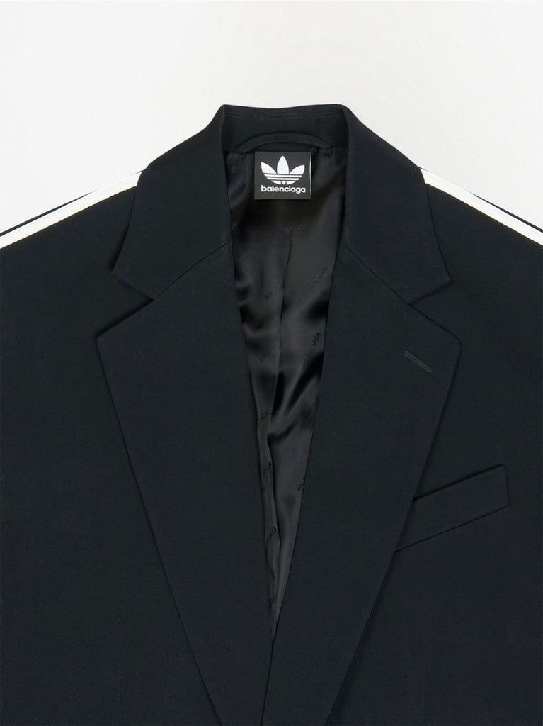 X Adidas Black Signature Three-stripe Notched Lapels Blazer