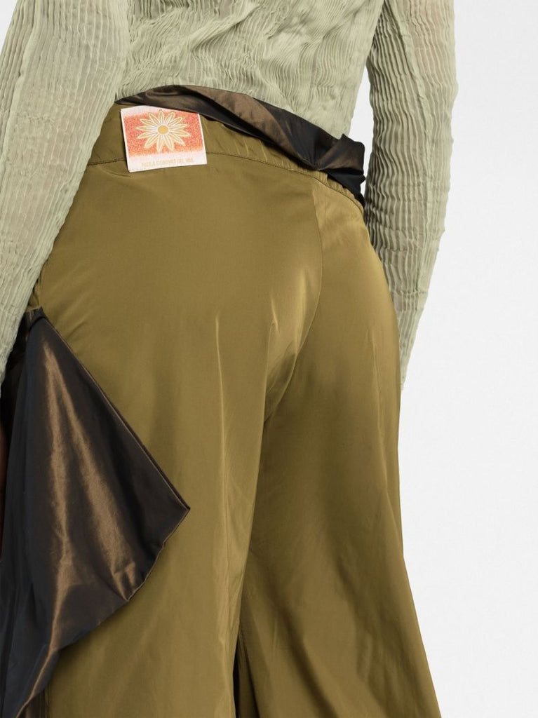 Green Sarong Straight-leg Trousers