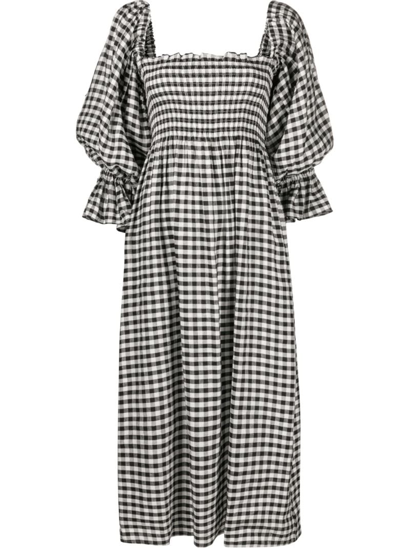 Black Atlanta Gingham Midi Dress