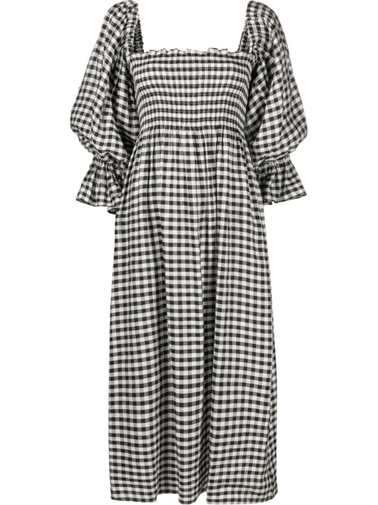 Black Atlanta Gingham Midi Dress