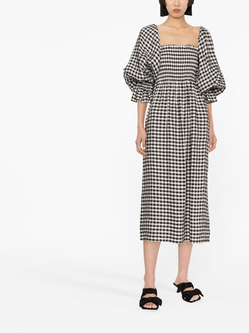 Black Atlanta Gingham Midi Dress