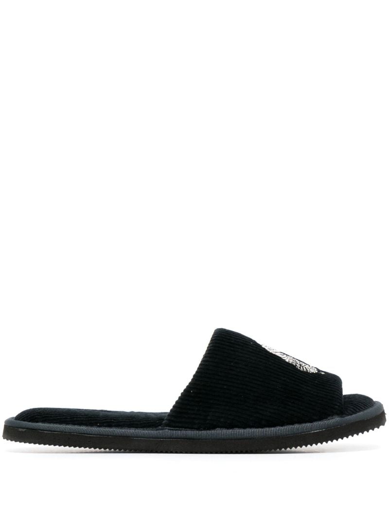 Black Sansindo Tiger Embroidered Slippers