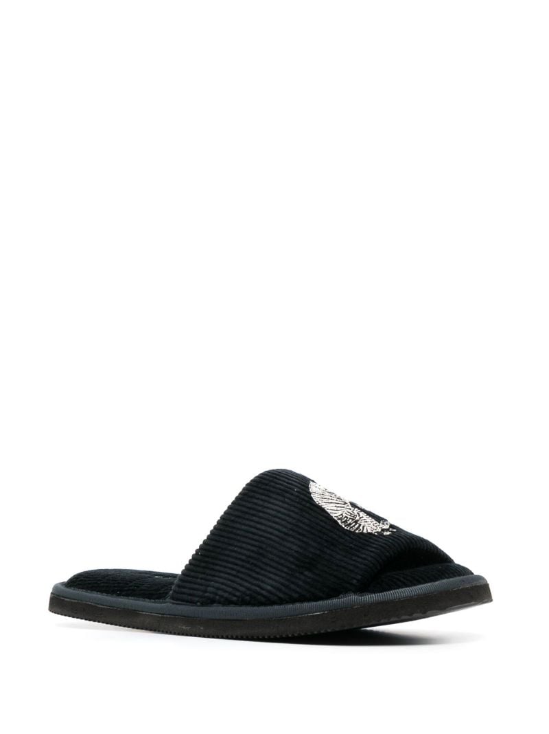Black Sansindo Tiger Embroidered Slippers