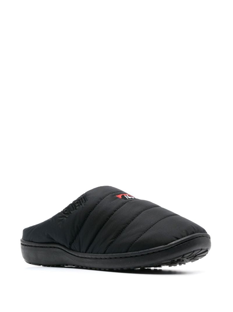 X Subu Black Aurora Winter Logo Patch Sandals