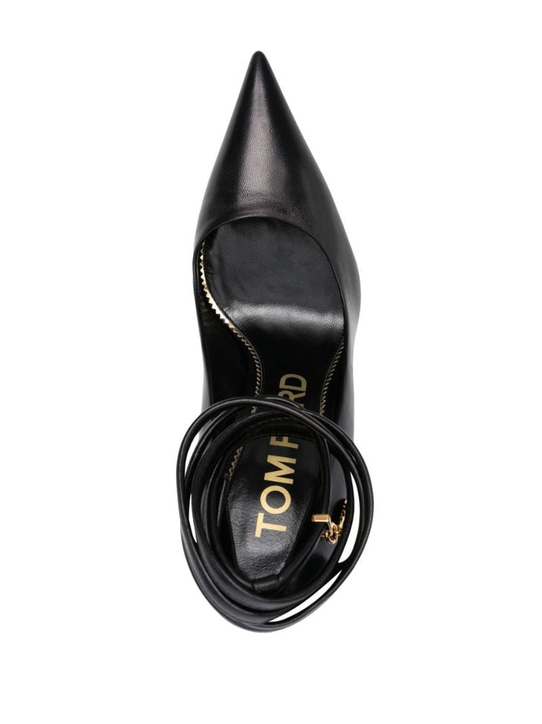 Black 130 Leather Platform Pumps