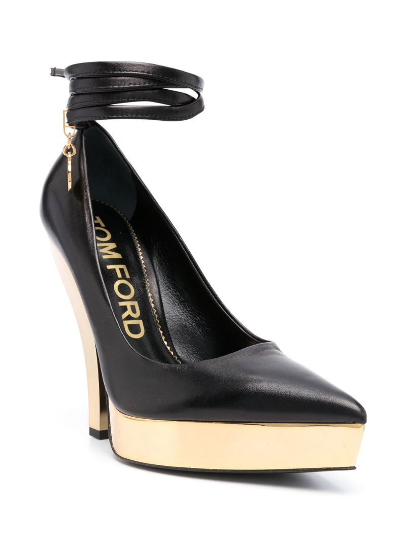 Black 130 Leather Platform Pumps