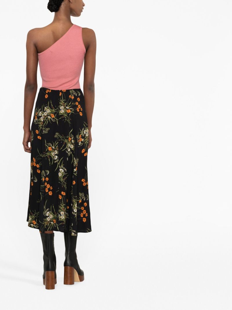 Black Zoe Floral Print Midi Skirt