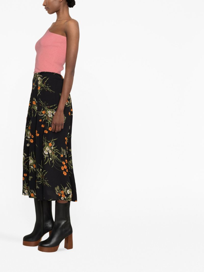 Black Zoe Floral Print Midi Skirt