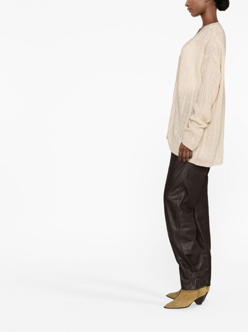 Neutral Giusta Cable-knit Cashmere Cardigan