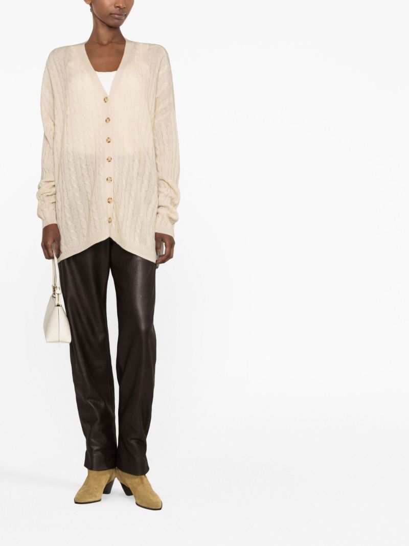 Neutral Giusta Cable-knit Cashmere Cardigan