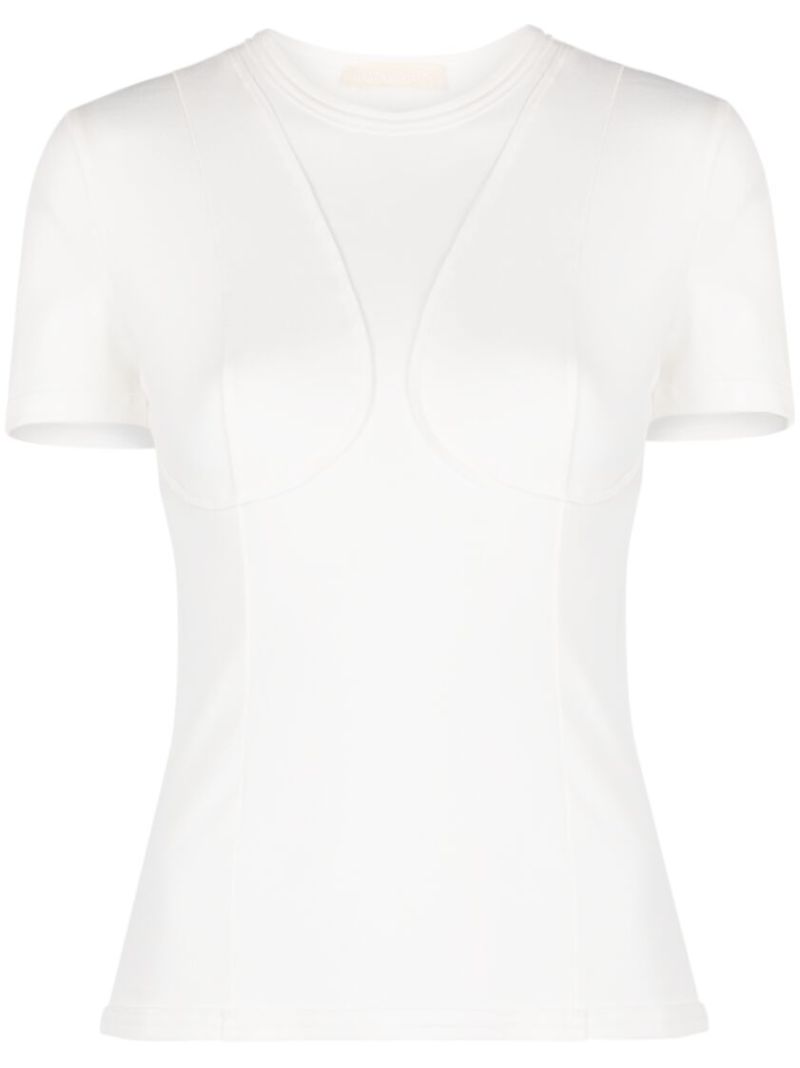 White Cotton Seam Detail T-shirt