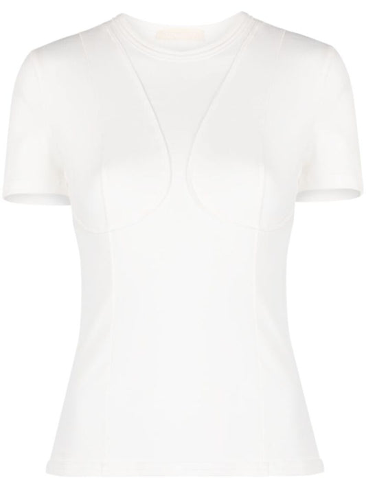 White Cotton Seam Detail T-shirt