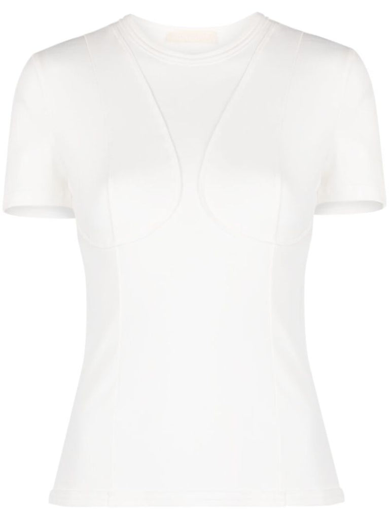 White Cotton Seam Detail T-shirt