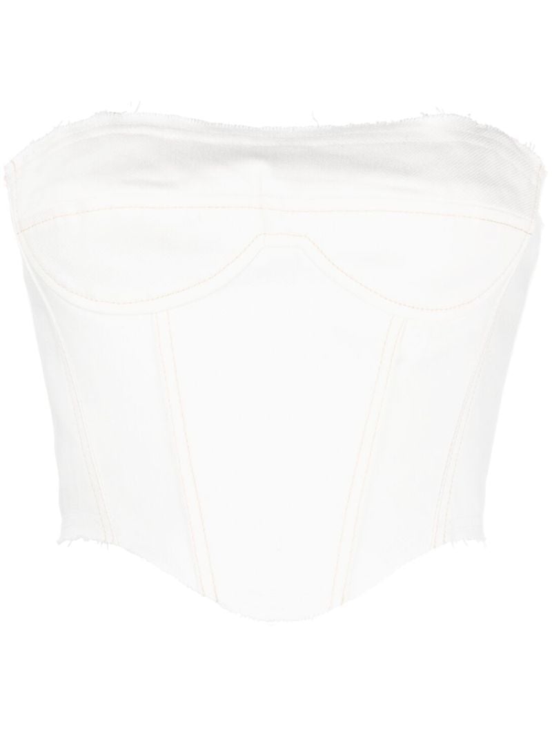 White Raw-edge Denim Corset Top