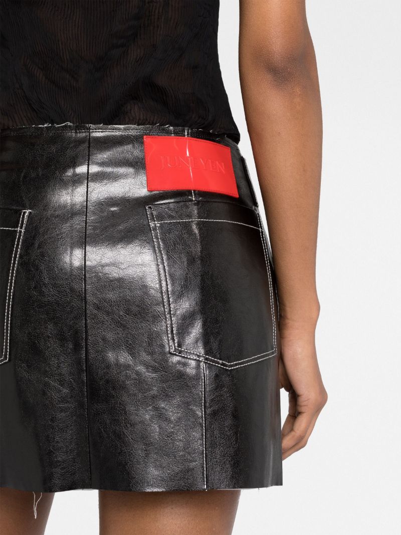 Black Belted Faux-leather Mini Skirt