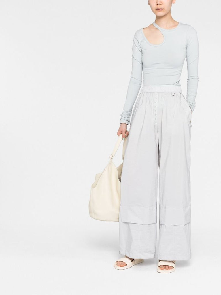 Silver-tone Wide-leg Trousers