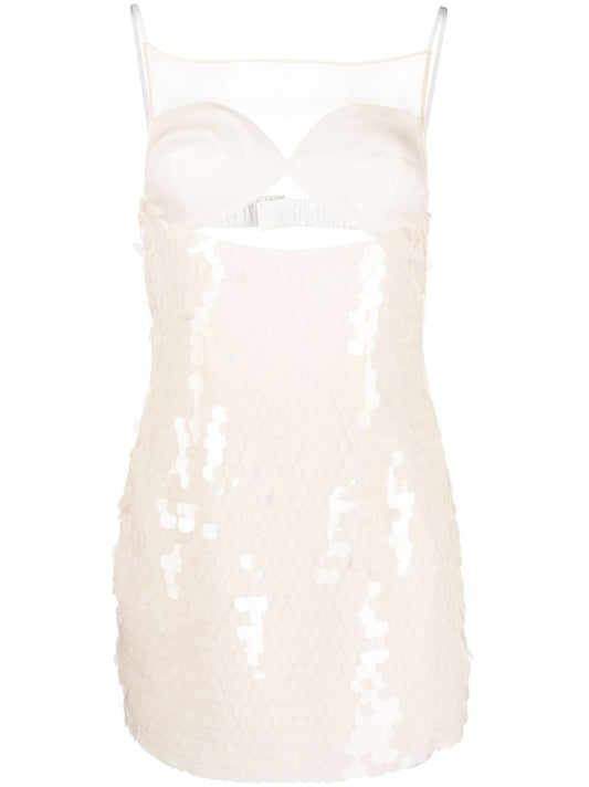Neutral Sequinned Mini Dress