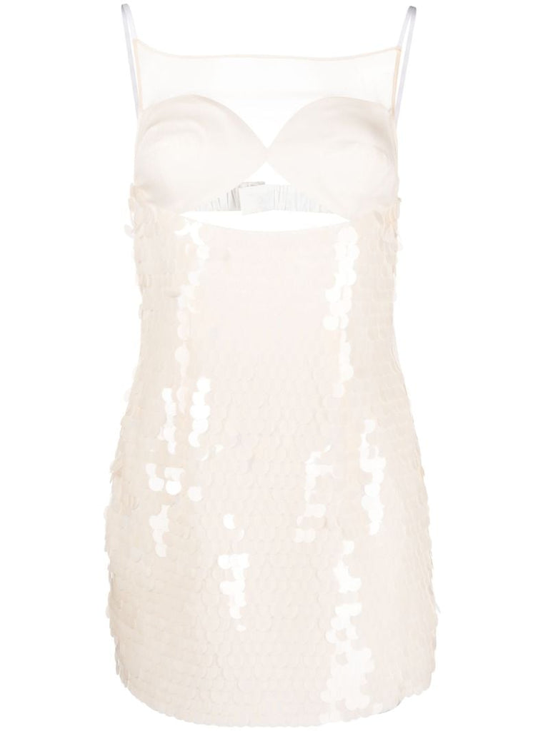 Neutral Sequinned Mini Dress