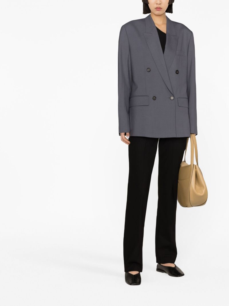 Grey Double Breasted Wool Blazer