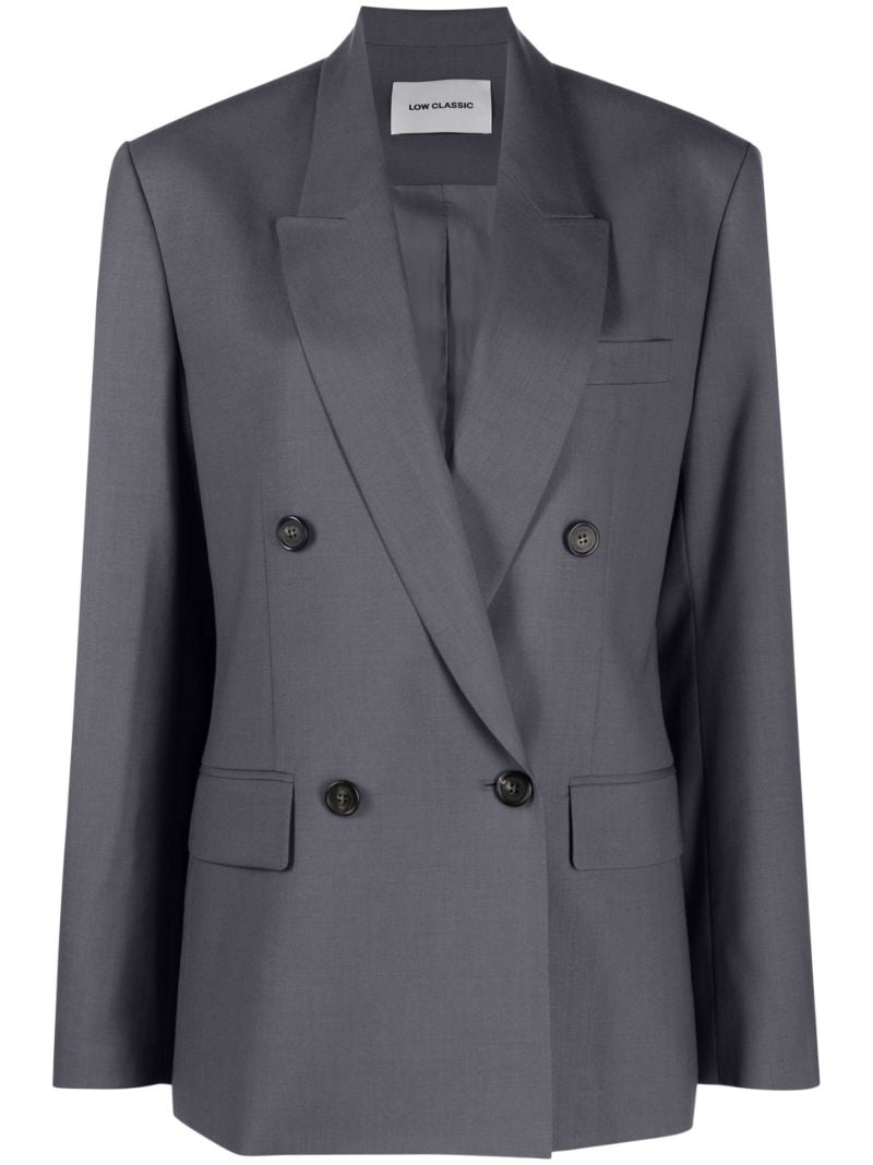 Grey Double Breasted Wool Blazer