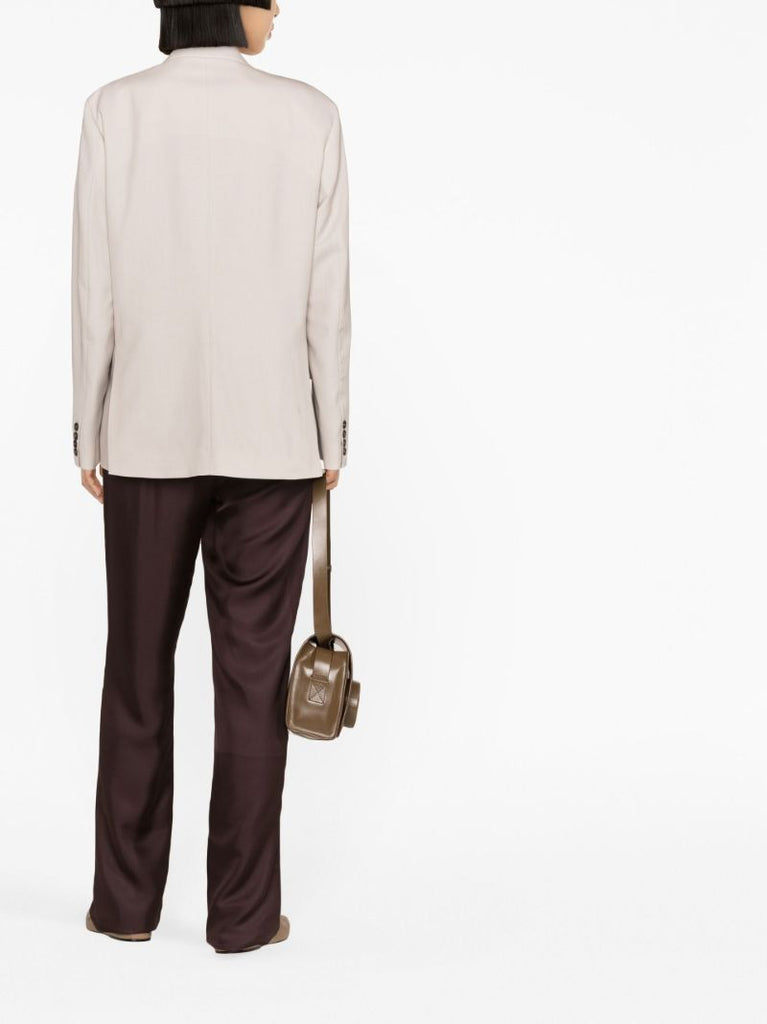Neutral Double Breasted Wool Blazer