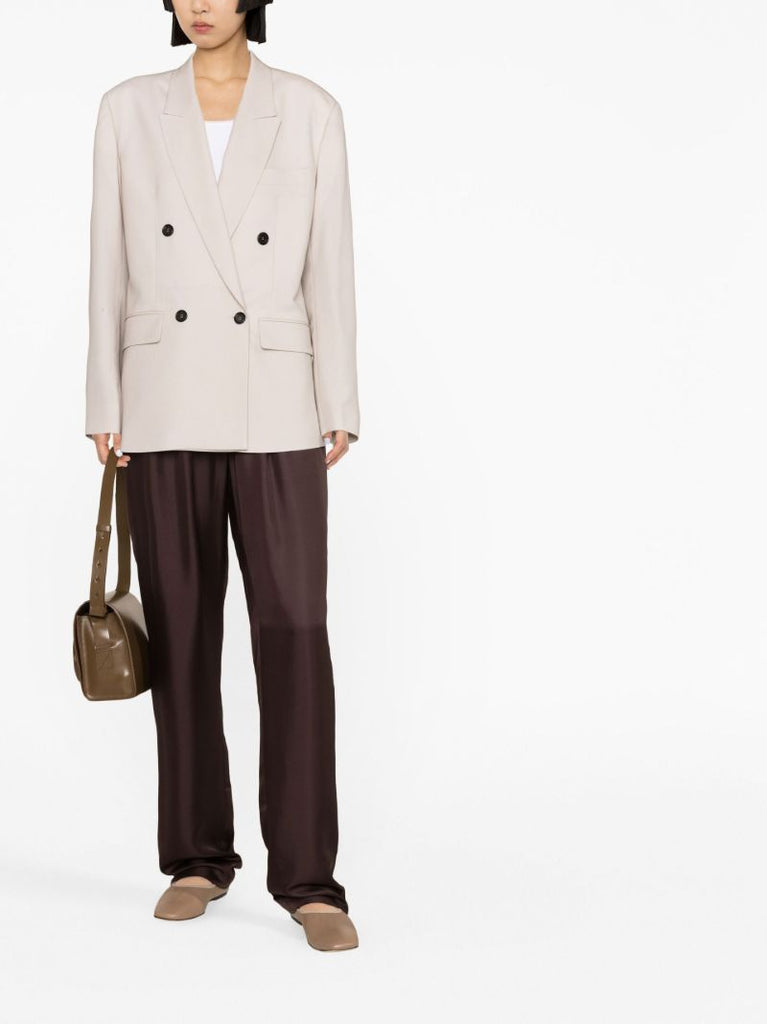 Neutral Double Breasted Wool Blazer