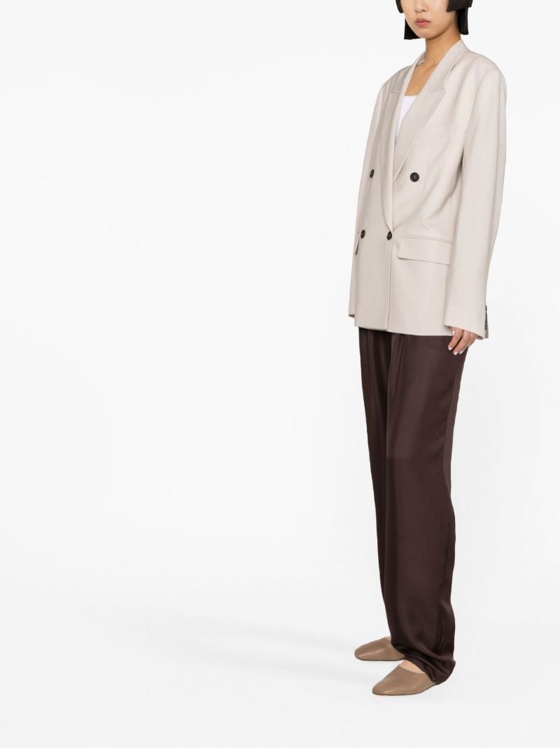 Neutral Double Breasted Wool Blazer