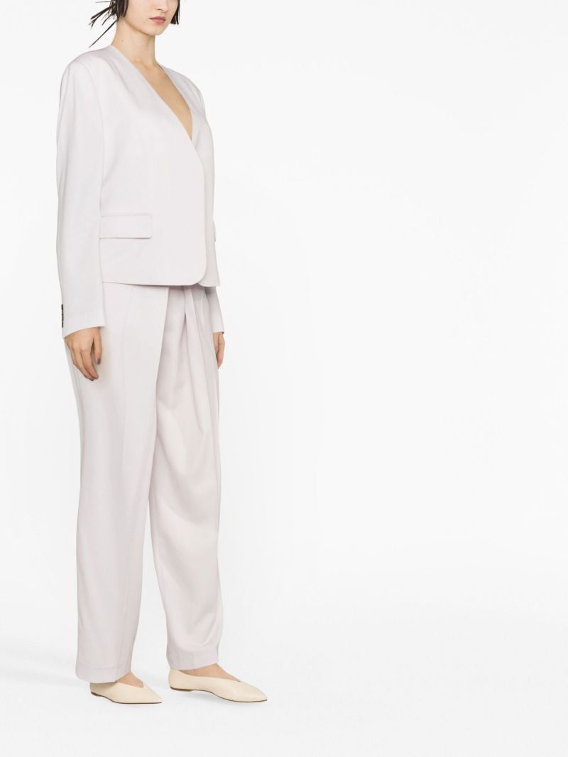 Purple V-neck Collarless Blazer