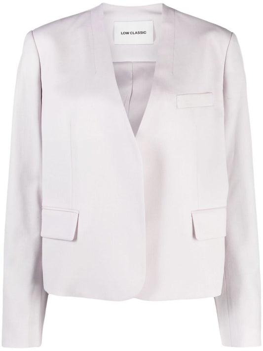 Purple V-neck Collarless Blazer