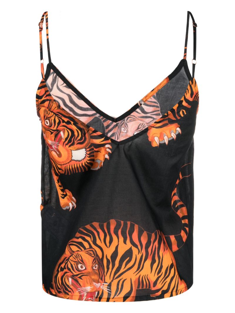 Black Rayas Tiger Print Cotton Pyjamas