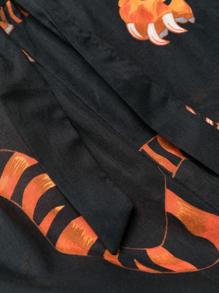 Black Rayas Tiger Print Cotton Pyjamas