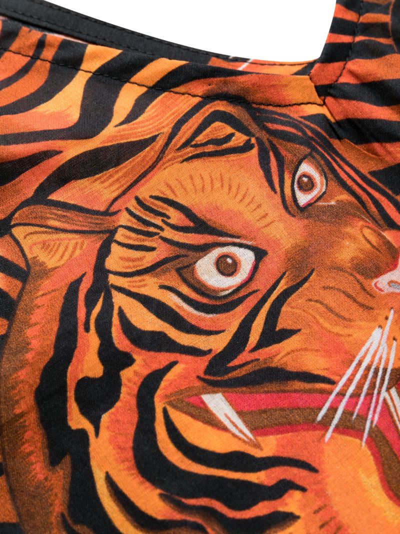 Black Rayas Tiger Print Cotton Pyjamas