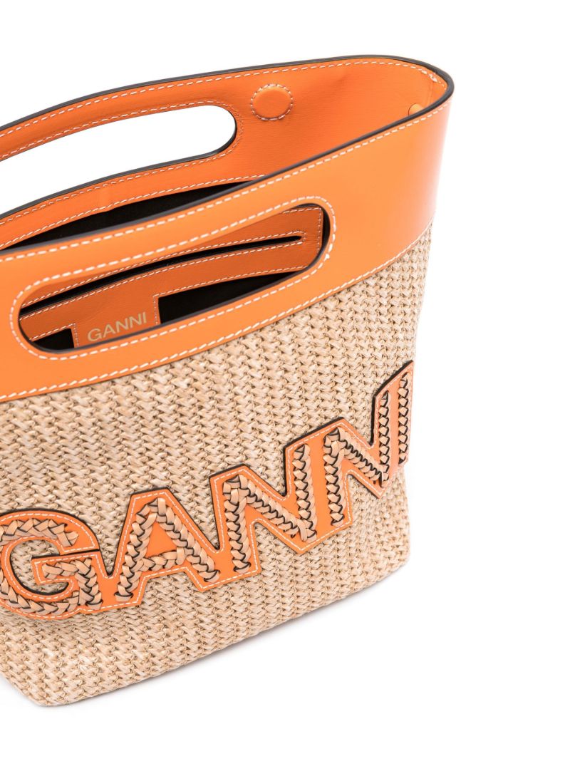 Orange Logo Patch Top Handle Bag
