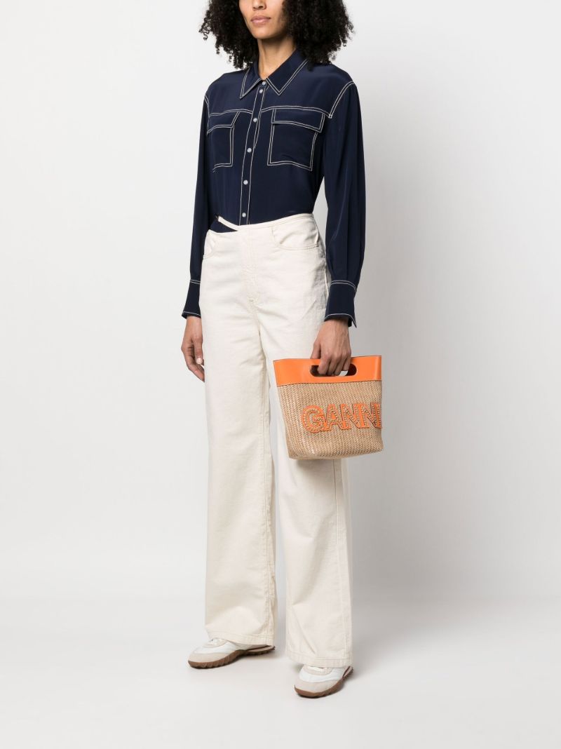 Orange Logo Patch Top Handle Bag