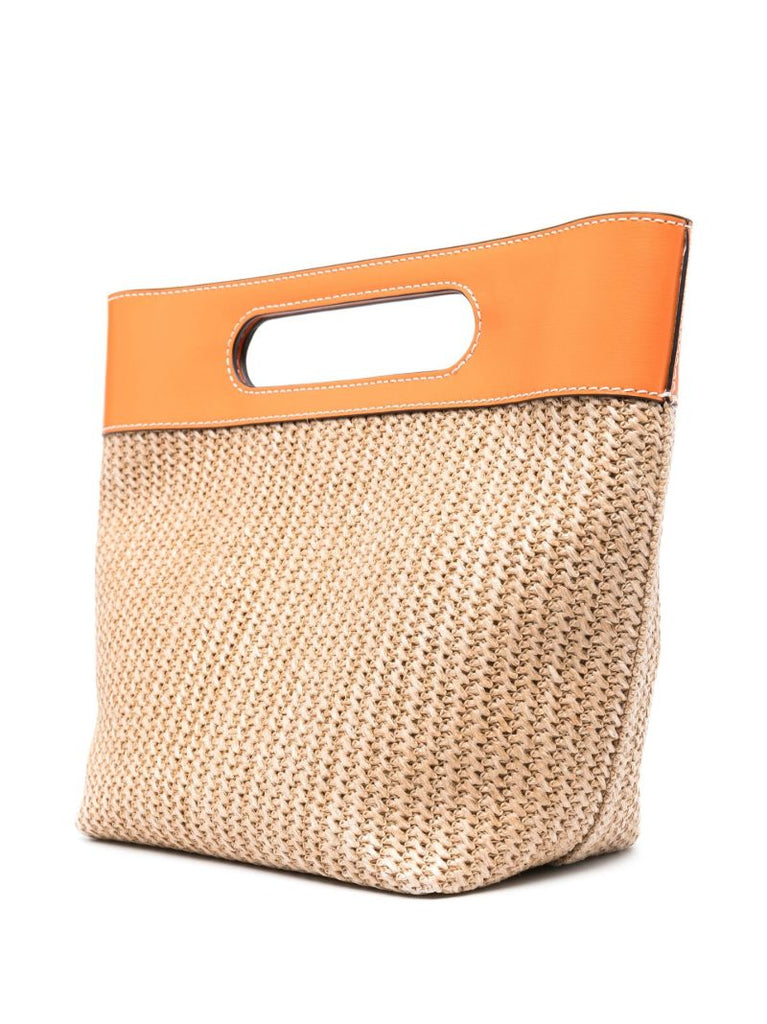 Orange Logo Patch Top Handle Bag