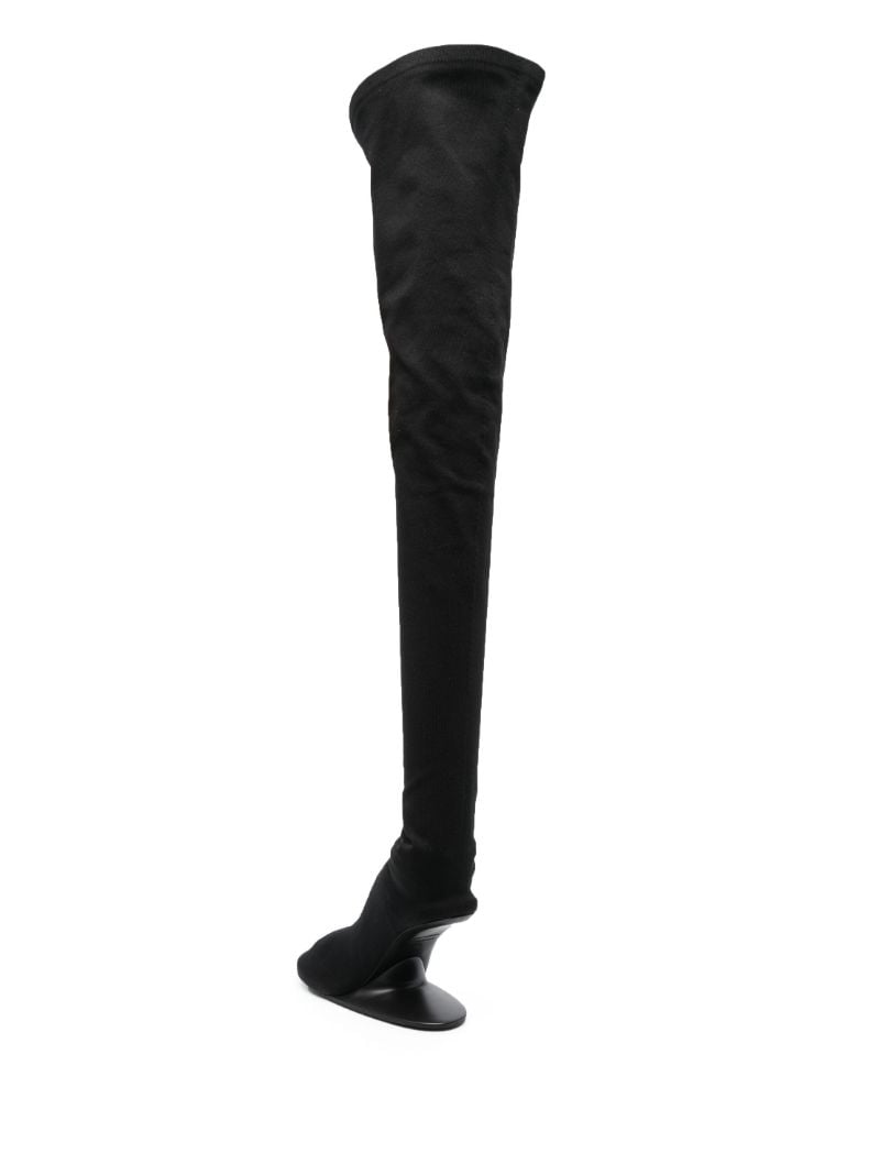 Black Thigh High Abstract 100 Heel Boots