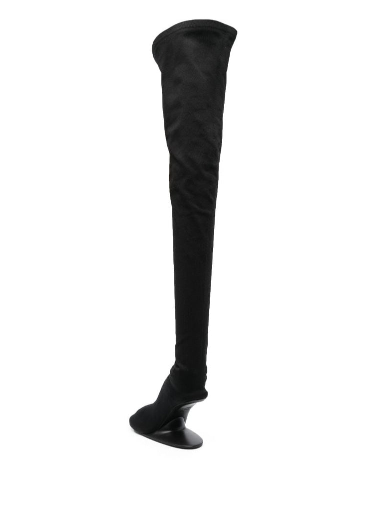 Black Thigh High Abstract 100 Heel Boots