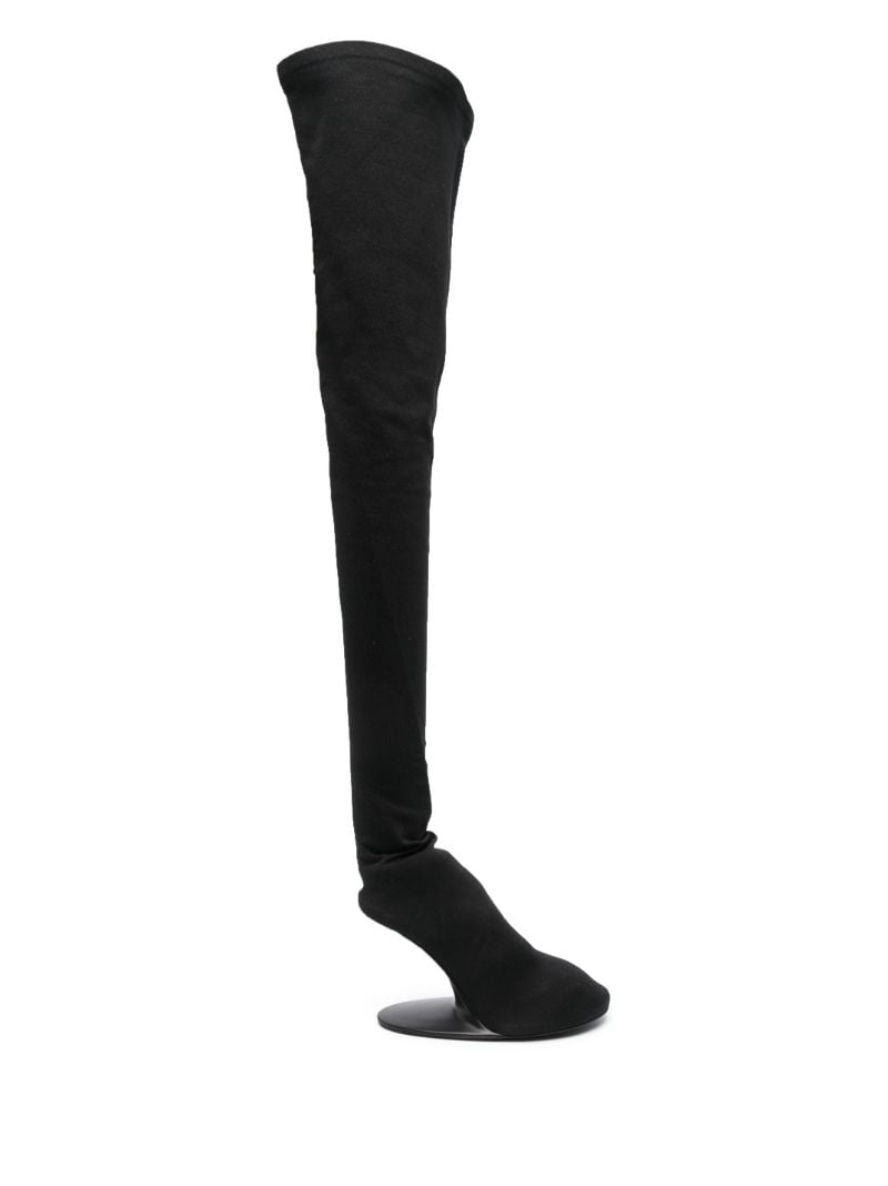 Black Thigh High Abstract 100 Heel Boots