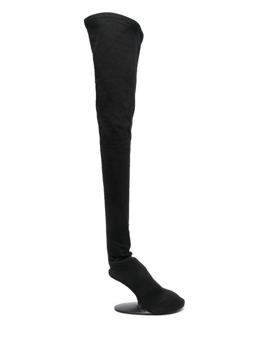 Black Thigh High Abstract 100 Heel Boots