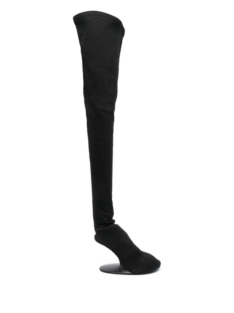 Black Thigh High Abstract 100 Heel Boots