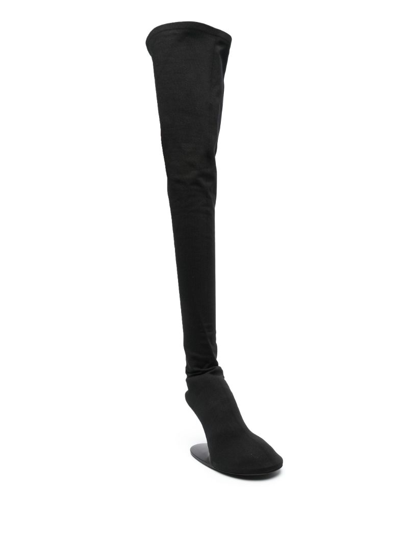 Black Thigh High Abstract 100 Heel Boots