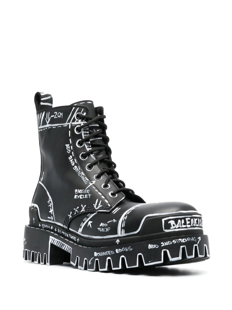 Black Leather Combat Boots