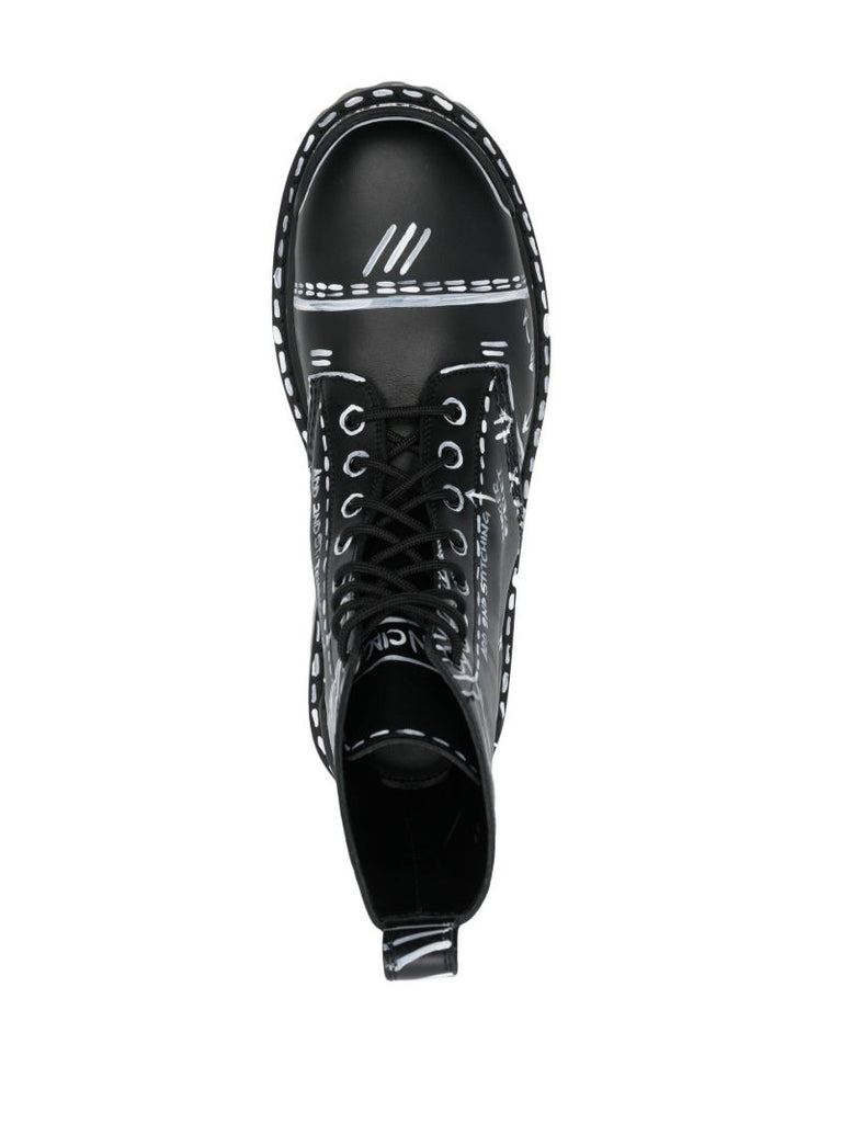 Black Leather Combat Boots