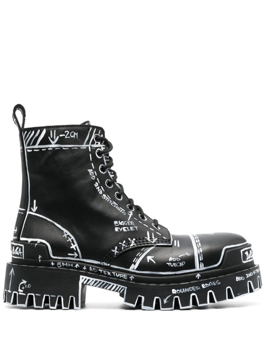 Black Leather Combat Boots