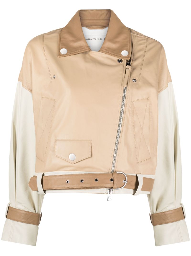 Neutral Romy Lia Leather Biker Jacket