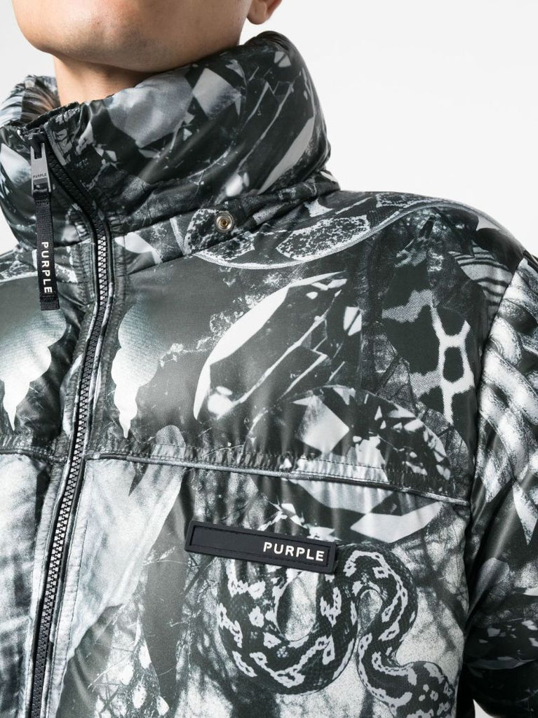 Black Graphic-print Padded Down Jacket