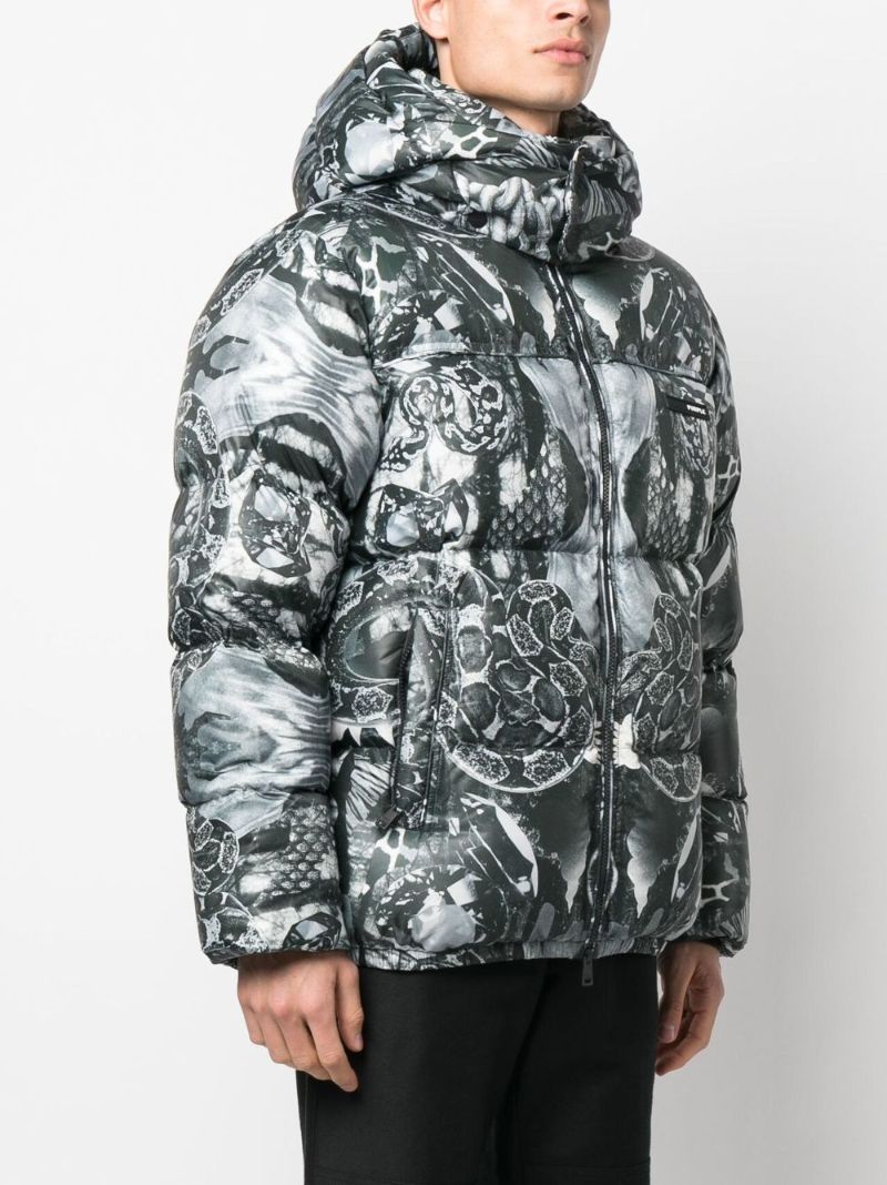 Black Graphic-print Padded Down Jacket