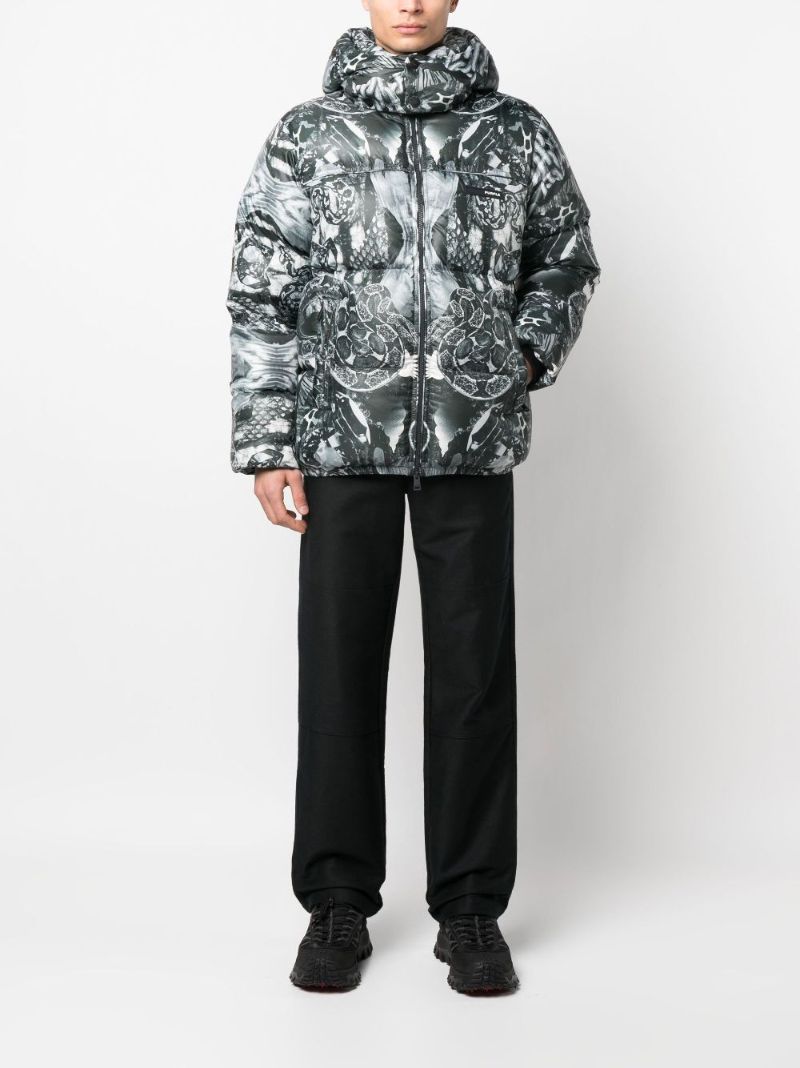 Black Graphic-print Padded Down Jacket