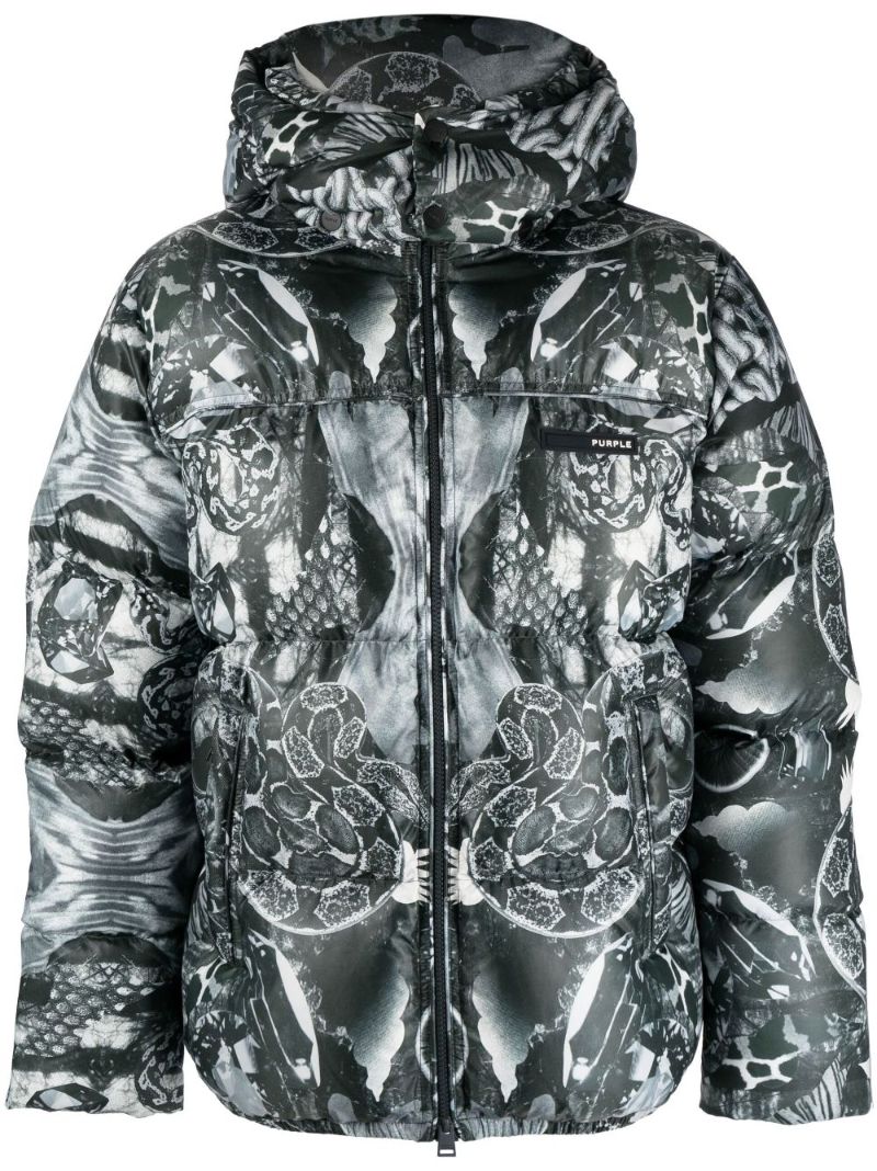 Black Graphic-print Padded Down Jacket