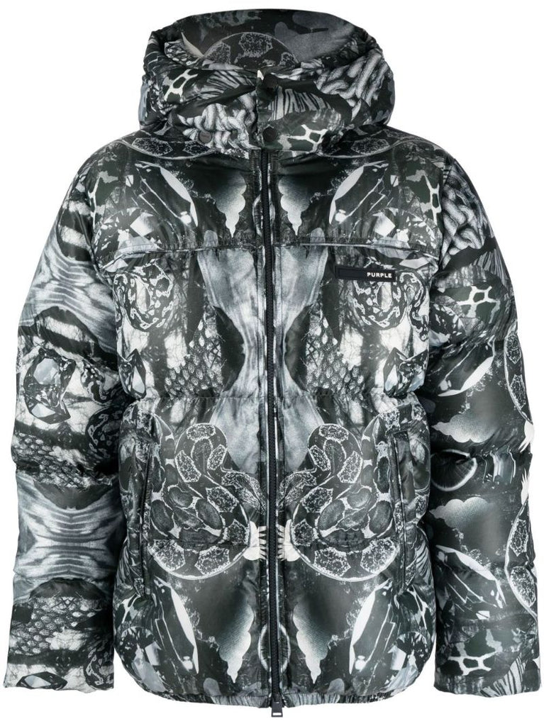 Black Graphic-print Padded Down Jacket
